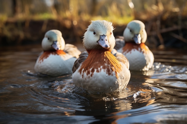 Foto gratuita el pato en la naturaleza genera imagen