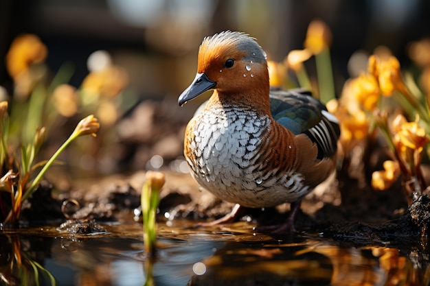 Foto gratuita el pato en la naturaleza genera imagen