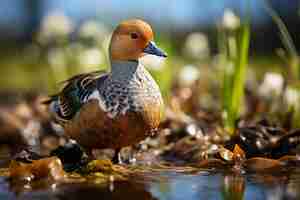 Foto gratuita el pato en la naturaleza genera imagen