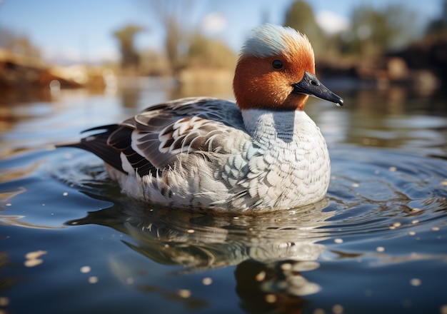 Foto gratuita el pato en la naturaleza genera imagen