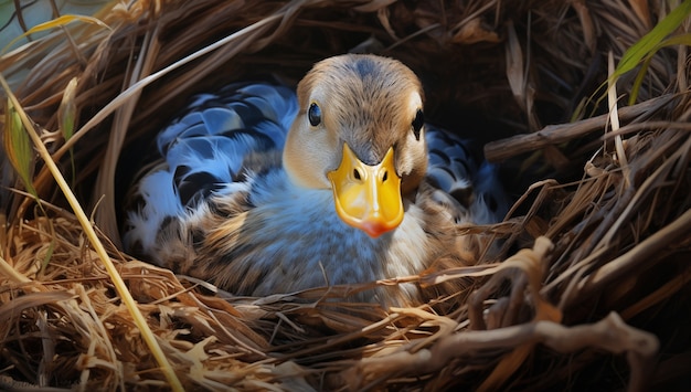 Foto gratuita el pato en la naturaleza genera imagen