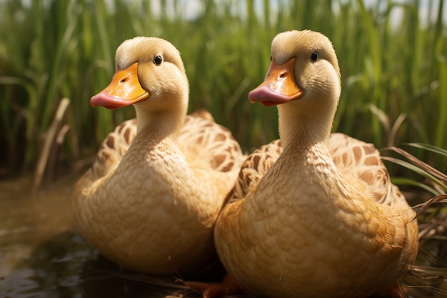 Foto gratuita el pato en la naturaleza genera imagen