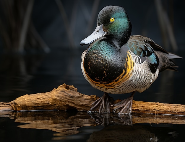 Foto gratuita el pato en la naturaleza genera imagen