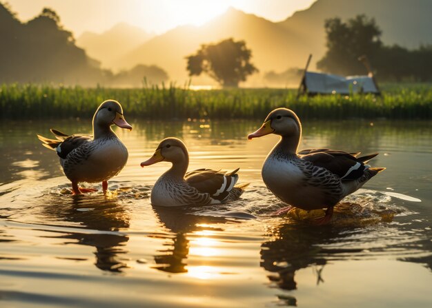 Patos lindos que viven en la naturaleza