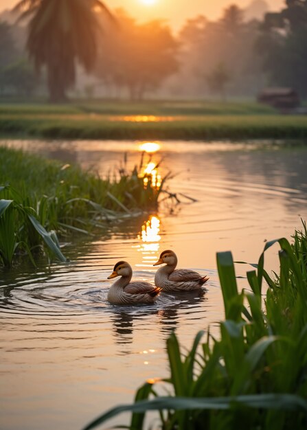 Patos lindos que viven en la naturaleza