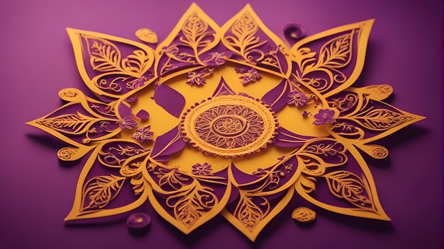 Foto gratuita patrón de arte tailandés en forma de flor sobre fondo púrpura