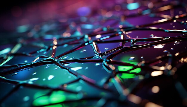 Foto gratuita el patrón azul abstracto de gotas húmedas sobre el vidrio refleja la luz generada por la inteligencia artificial