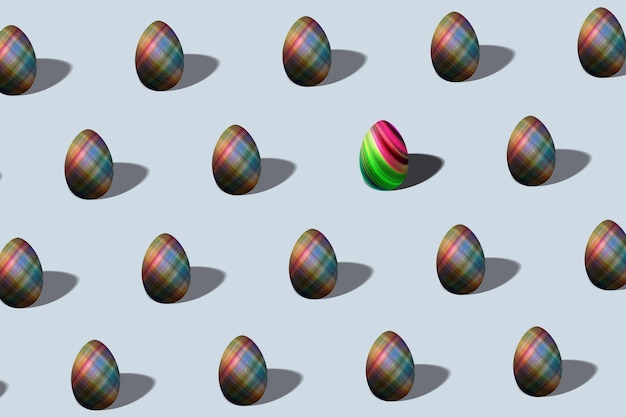 Patrón de huevo de Pascua colorido hecho, huevo multicolor, concepto mínimo de Pascua