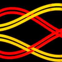 Foto gratuita patrón de onda de luz de tira roja y amarilla brillante sobre fondo negro