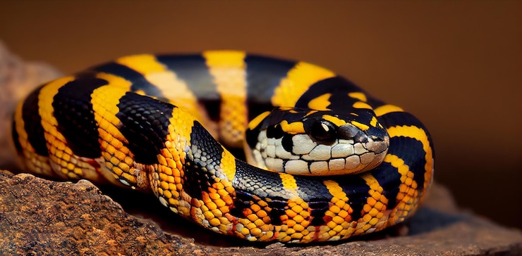 Foto gratuito un patrón peligroso de víbora amarilla en primer plano generado por ai
