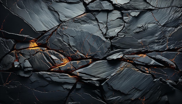 Patrón de piedra abstracto en la naturaleza fondo negro sólido y áspero generado por inteligencia artificial