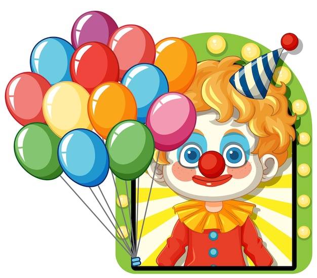 El payaso colorido con los globos