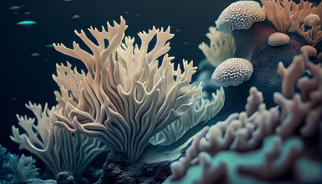 Los peces de arrecife de coral submarinos crean un paisaje natural generativo AI
