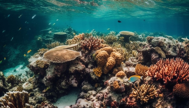 Foto gratuita peces de arrecife submarino en la naturaleza animales de coral en el clima tropical generados por inteligencia artificial