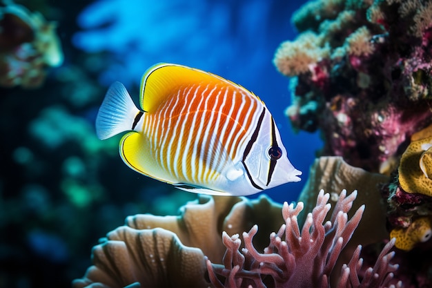 Foto gratuita peces coloridos nadando bajo el agua