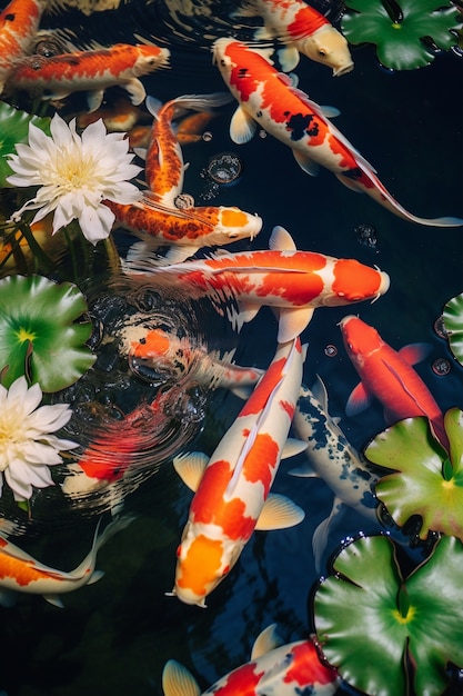 Foto gratuita peces coloridos nadando bajo el agua