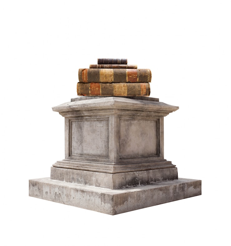 Foto gratuito pedestal de mármol con libros antiguos