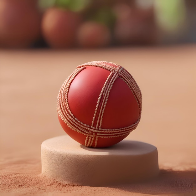 Pelota de críquet en el suelo con poca profundidad de campo.