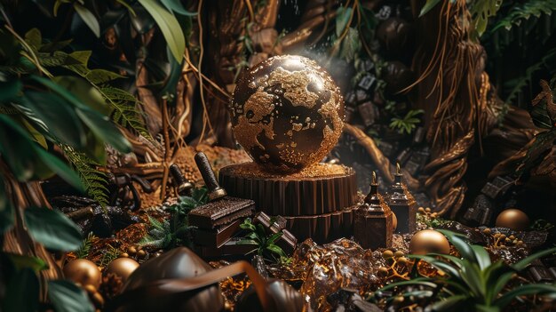 La pelota del mundo de la fantasía de chocolate