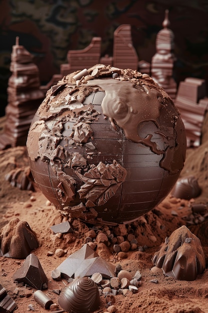 Foto gratuita la pelota del mundo de la fantasía de chocolate