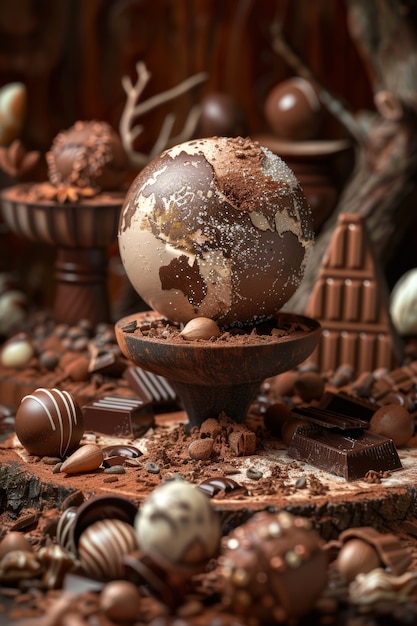 La pelota del mundo de la fantasía de chocolate