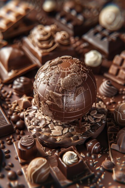 La pelota del mundo de la fantasía de chocolate