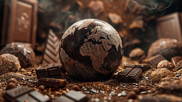 La pelota del mundo de la fantasía de chocolate