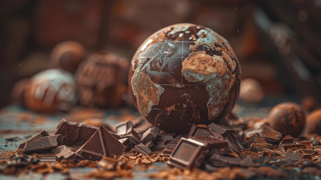 La pelota del mundo de la fantasía de chocolate