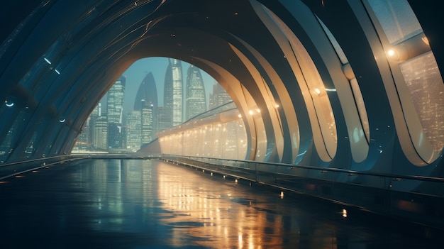 Pemandangan jembatan futuristik
