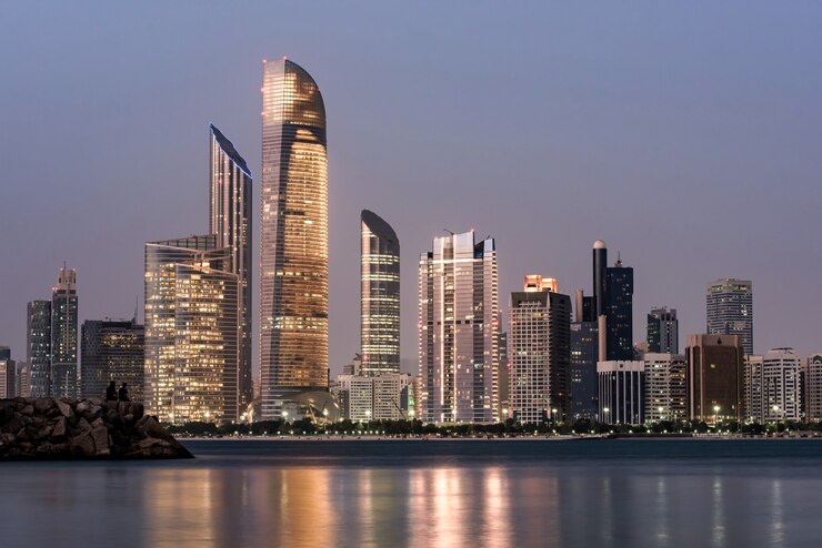 Pemandangan Laut Abu Dhabi dengan gedung pencakar langit