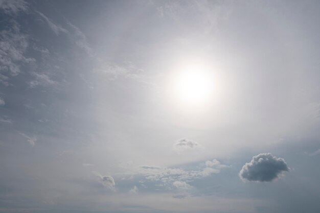 Pequeña nube y sol en el cielo