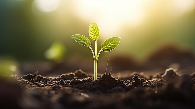 Foto gratuita una pequeña planta que sale de la tierra