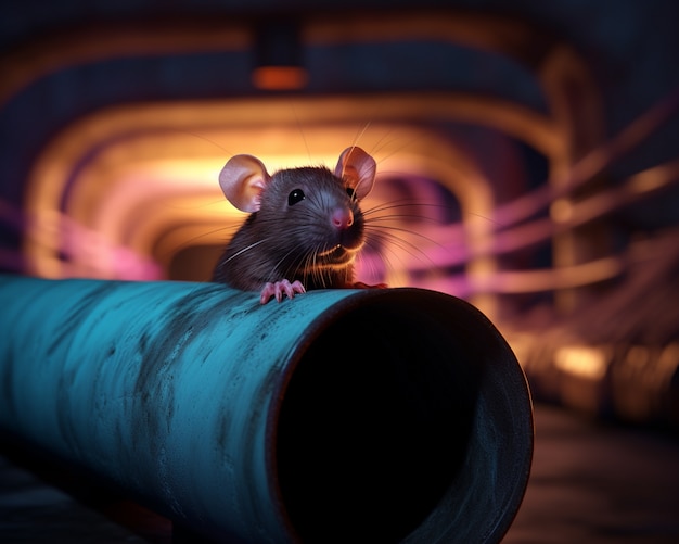 Foto gratuita pequeña rata que vive en el interior