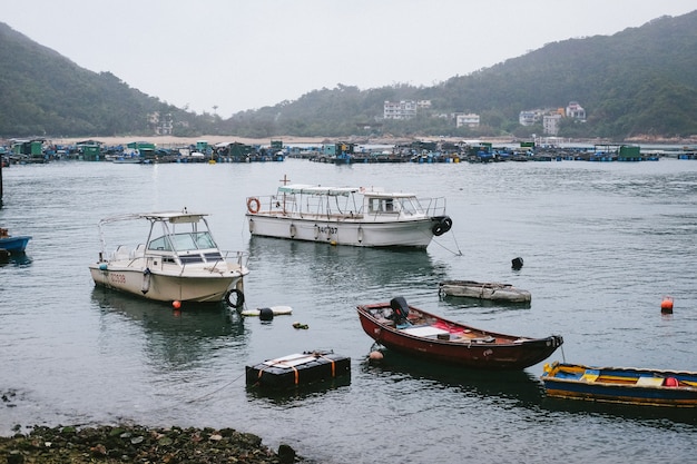 Foto gratuita pequeñas embarcaciones en la costa