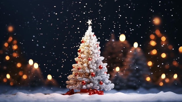 Foto gratuita un pequeño árbol decorado en la nieve