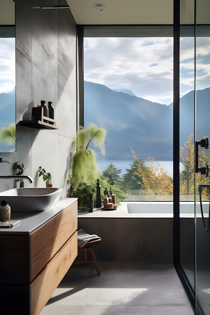 Foto gratuita pequeño espacio de baño con diseño interior de estilo moderno.