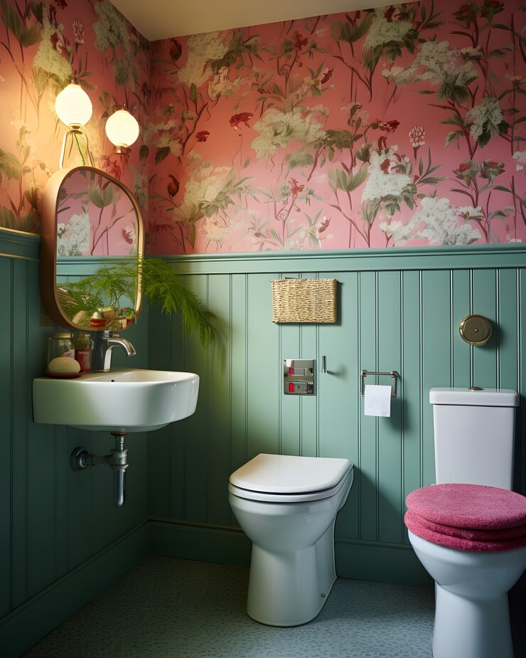 Foto gratuito pequeño espacio de baño con diseño interior de estilo moderno