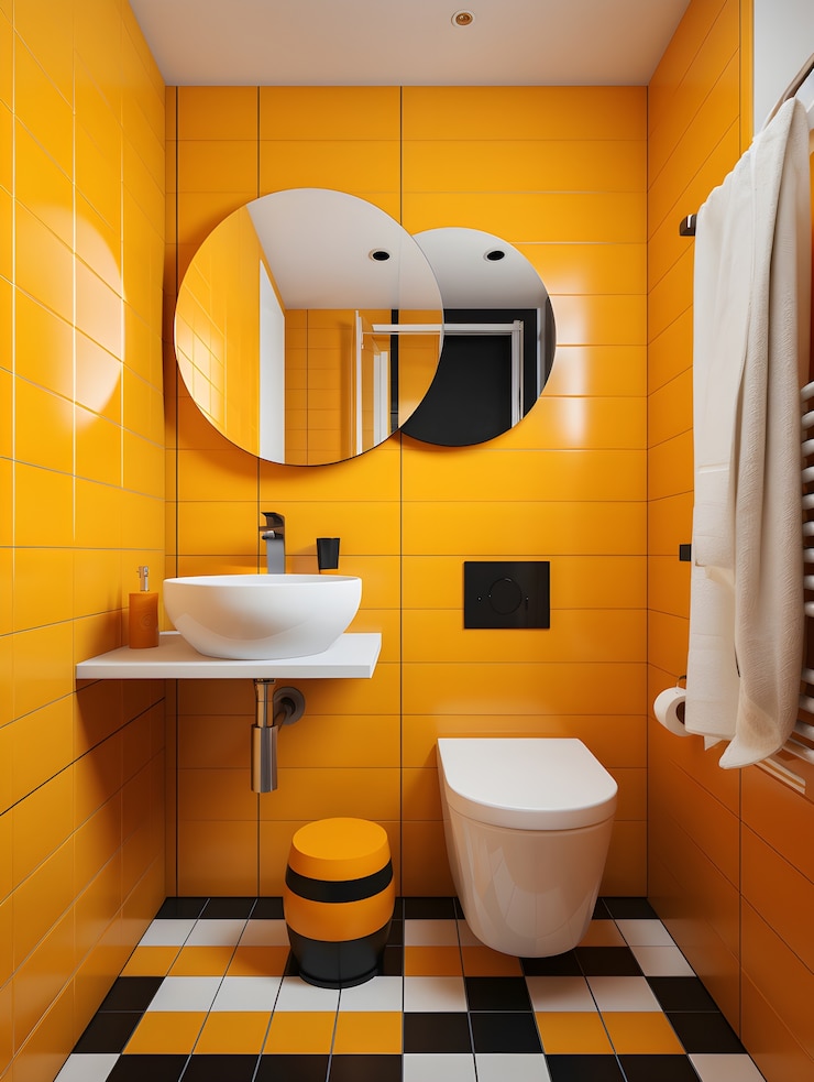 Foto gratuito pequeño espacio de baño con diseño interior de estilo moderno
