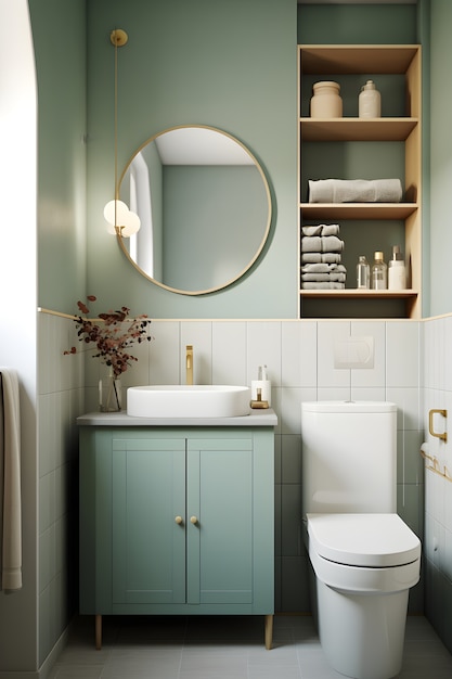 Foto gratuita pequeño espacio de baño con diseño interior de estilo moderno.