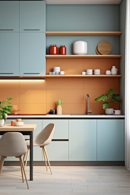 Foto gratuita pequeño espacio de cocina con diseño moderno.