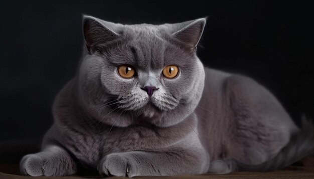 Pequeño gatito gris sentado mirando a la cámara generada por IA