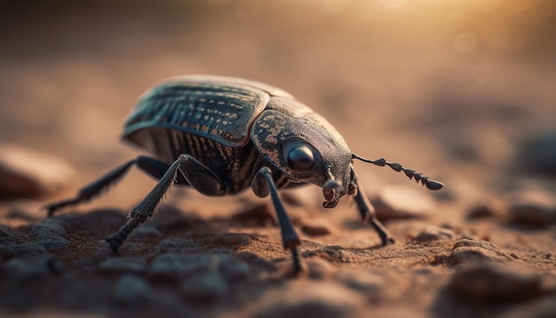 Foto gratuita pequeño gorgojo se arrastra sobre una hoja verde generada por ia