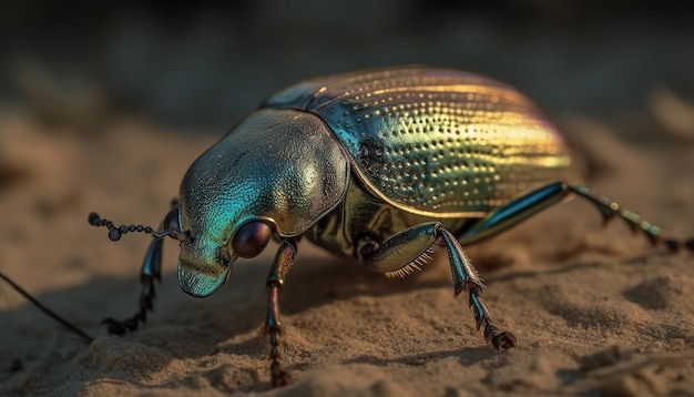 Foto gratuita pequeño gorgojo se arrastra sobre hojas verdes al aire libre generado por ia