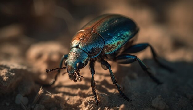 Foto gratuita pequeño gorgojo arrastrándose sobre hojas verdes al aire libre generado por ia