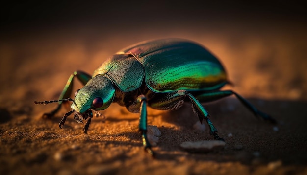 Foto gratuita pequeño gorgojo arrastrándose sobre hojas verdes al aire libre generado por ia