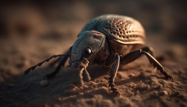 Pequeño gorgojo arrastrándose sobre una planta verde al aire libre generado por IA