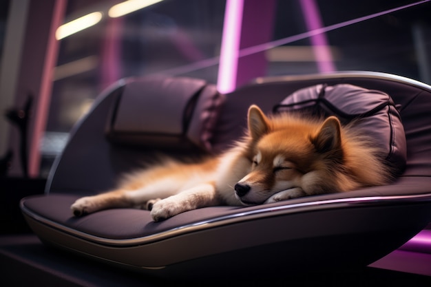 Foto gratuita el perro adorable de estilo futurista