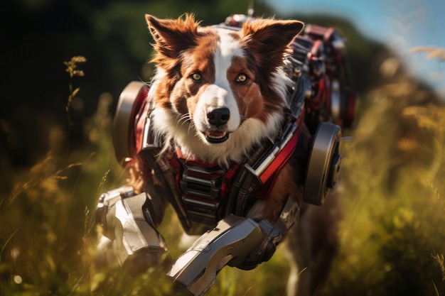 Foto gratuita el perro adorable de estilo futurista