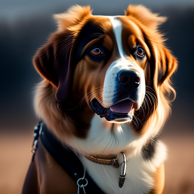 Foto gratuita un perro con cara marrón y cara blanca está parado en un campo.