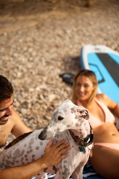 Perro divirtiéndose en la playa